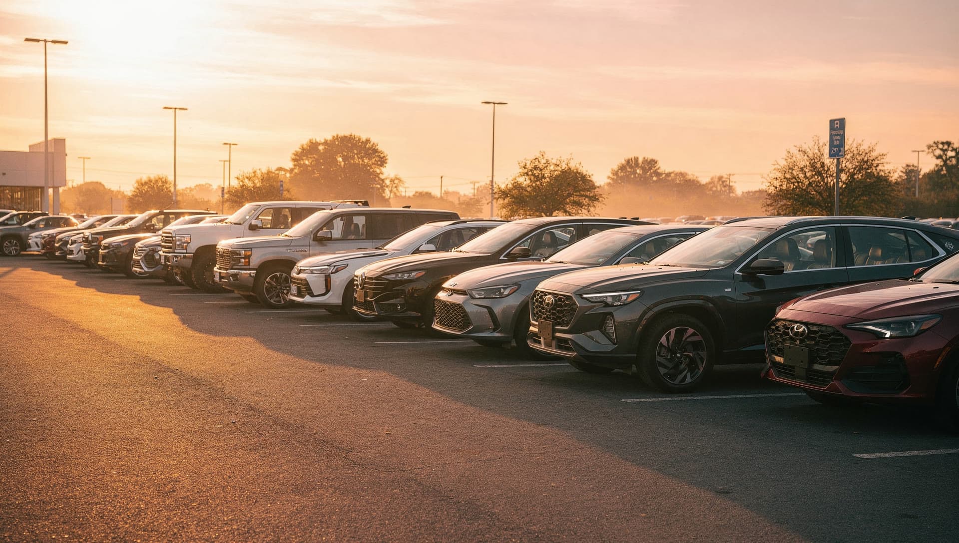 Una fila de carros, camionetas y SUV usados en High Line Auto Sales en Salem, NH