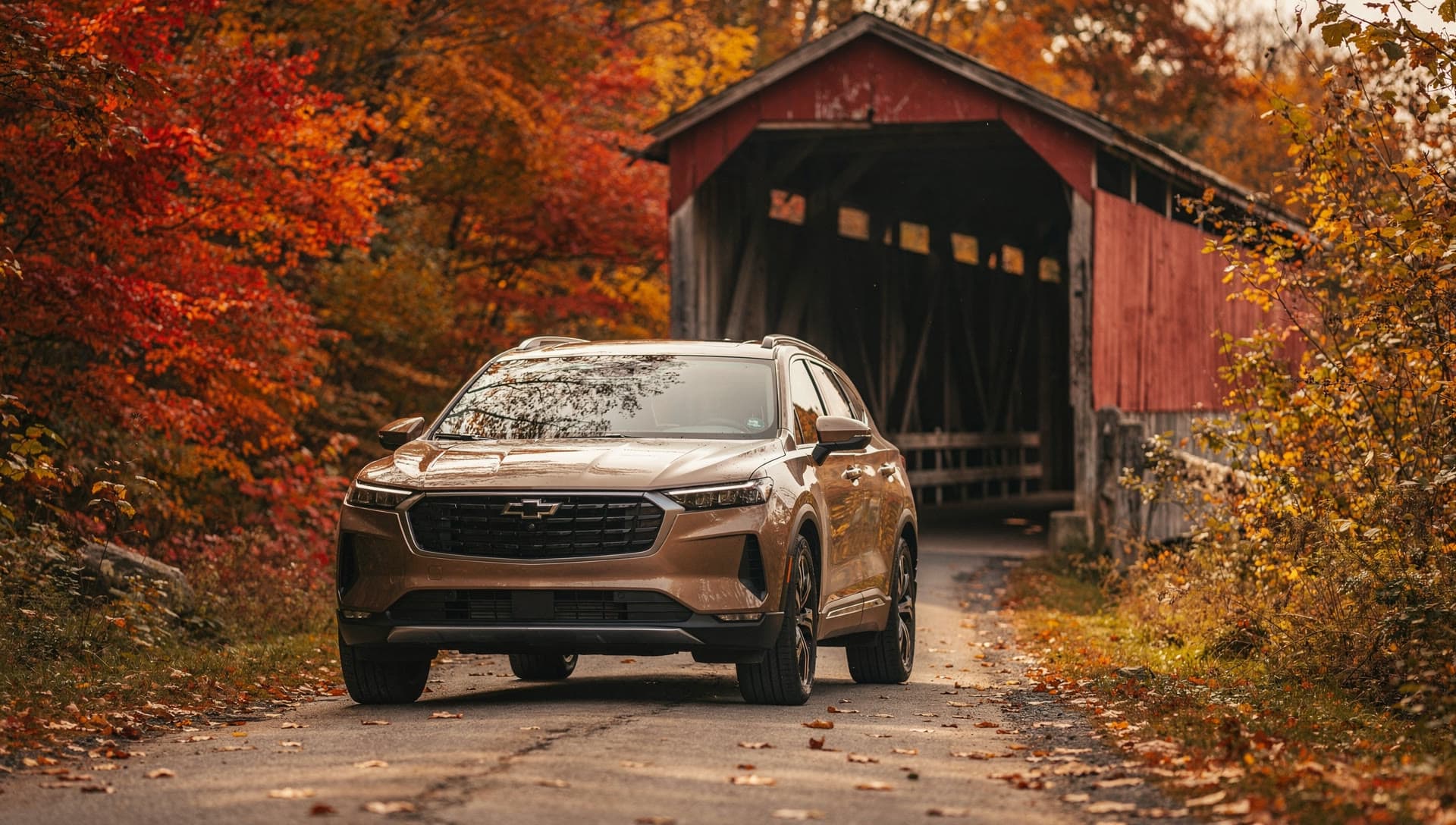 A vehicle on a New England road near Sandown, NH