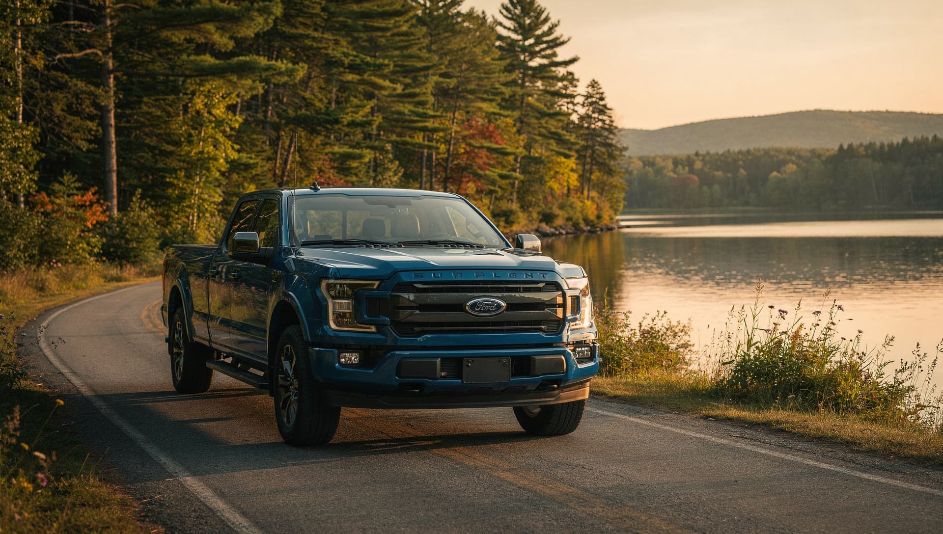 A vehicle on a New England road near Windham, NH